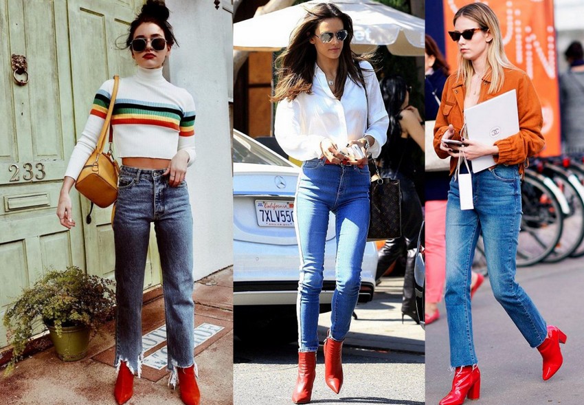 looks com bota cano curto vermelha